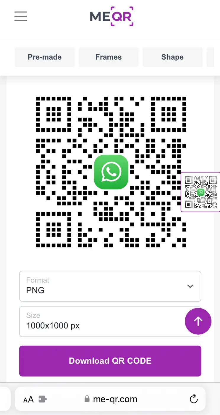 Create WhatsApp QR code with custom message