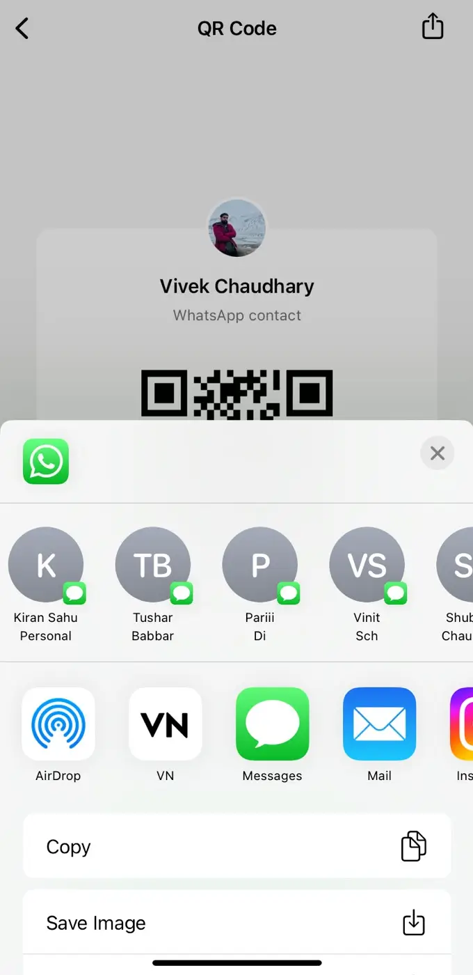 Save or Share QR code from WhatsApp