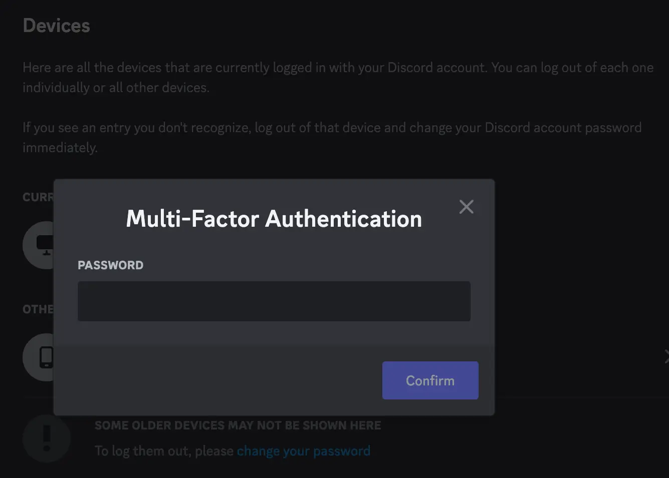 Verify password for authentication