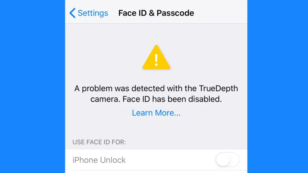 Problem detected with TrueDepth camera error