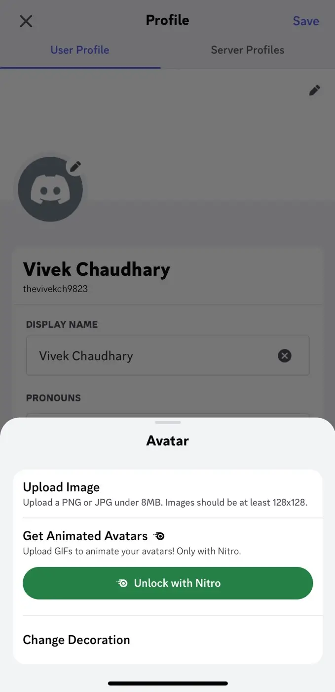 Upload transparent image on Discord profile picture