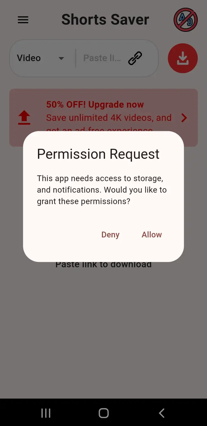 Allow Shorts Saver access to storage