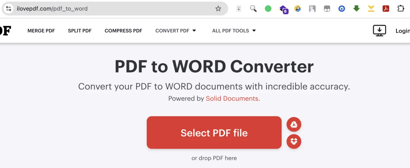 Convert PDF to Word document