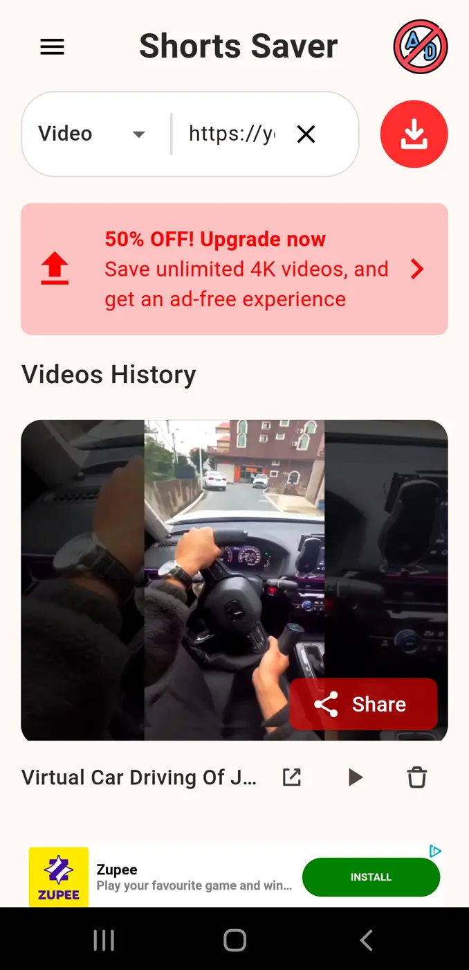 Download YouTube shorts on Android