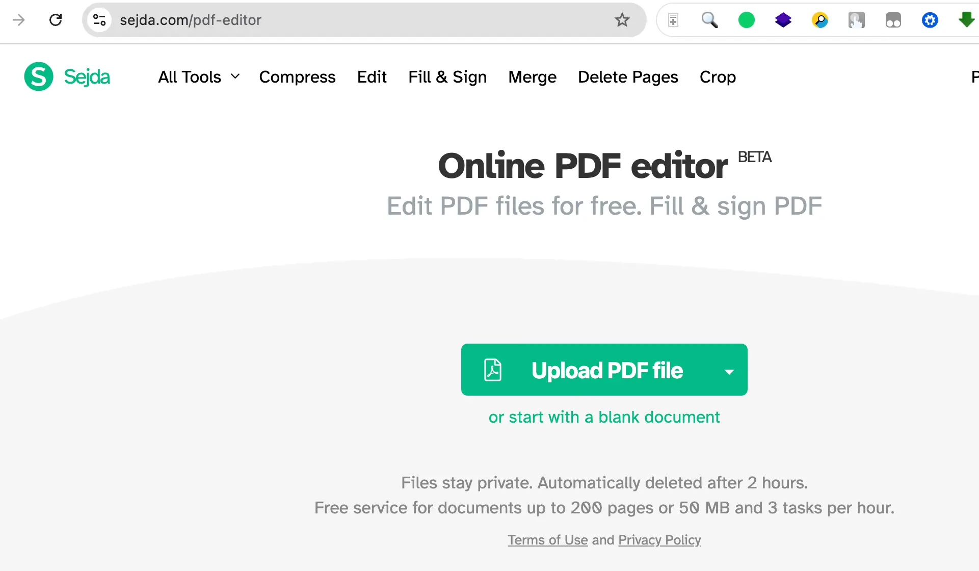 Upload PDF File on Sedja PDF Editor